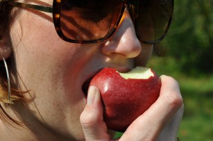 Wine Girl Eating Apple